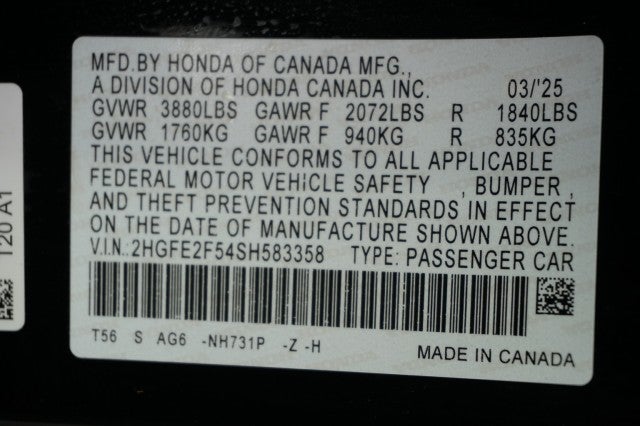 2025 Honda Civic Sedan Sport